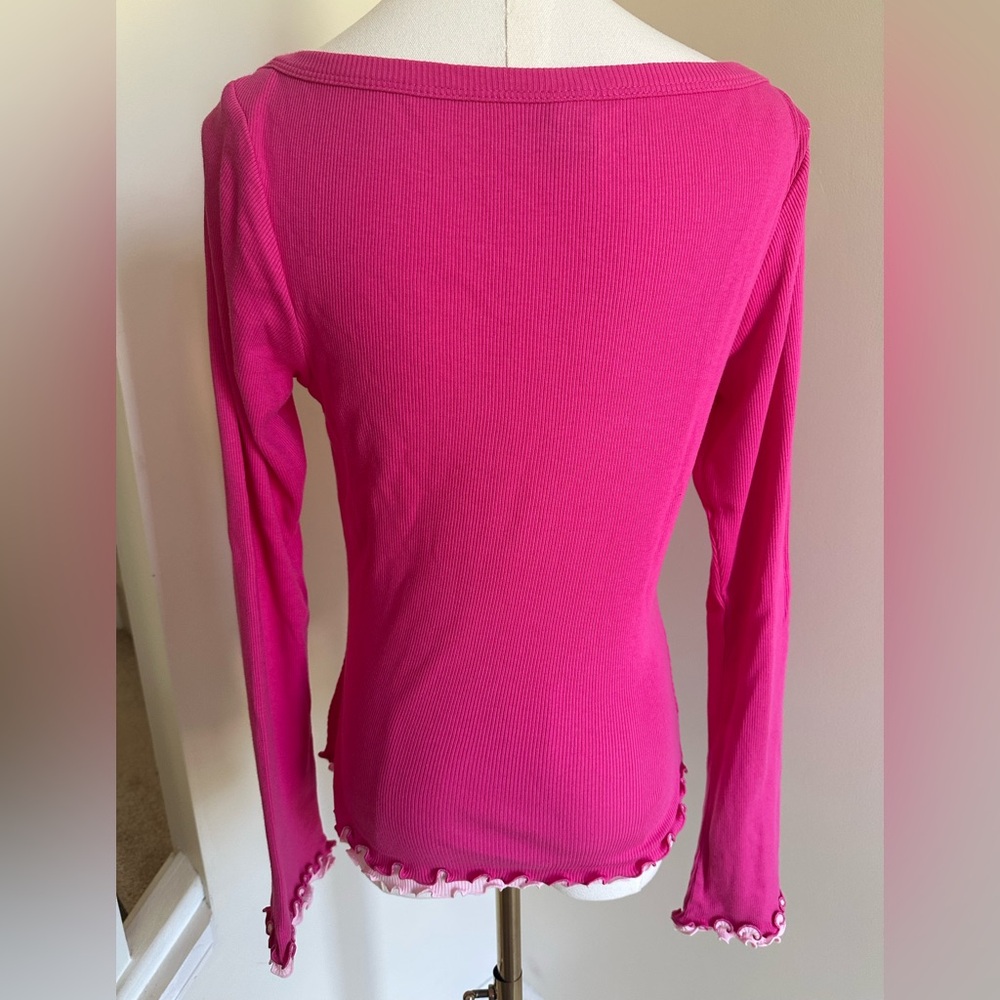 Pink Cotton Long Sleeve Shirt- X-Large - Picture 5 of 7